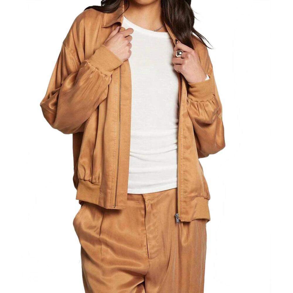 NEW CHASER johnny zip up jacket in toffee